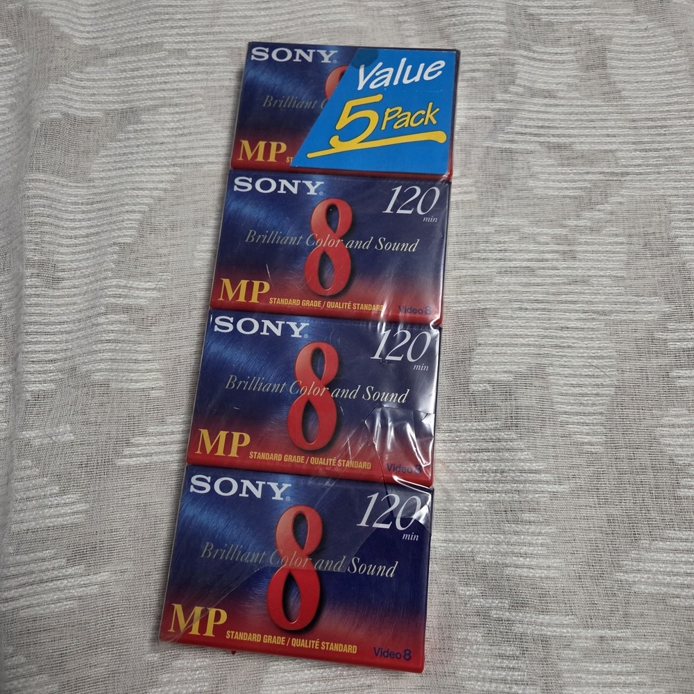 Sony Camcorder Cassettes Tapes Video 120 Minute, 8mm (4-Pack) BRAND NEW SEALED